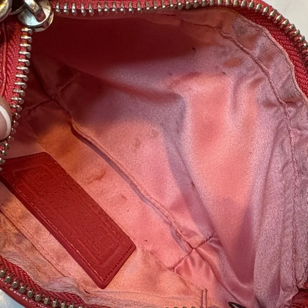 Coach Wristlet Bag Purse Leather Signature OpArt Logo Quilted Clutch Mini Bag